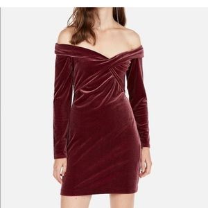 Express Burgundy Off-Shoulder Dress